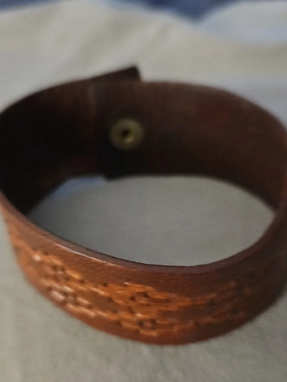 Men's Brown Leather Snap Cuff Bracelet